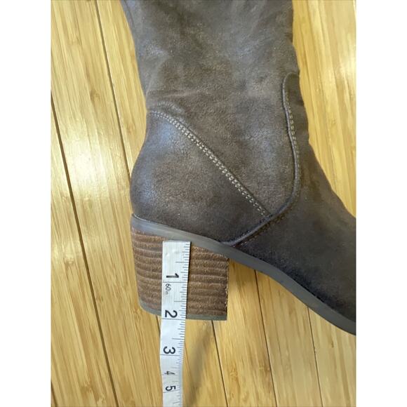 Report Fisher Women’s Boots Size 7.5 Riding Boot Over the Knee Brown Half Zip - Picture 15 of 16